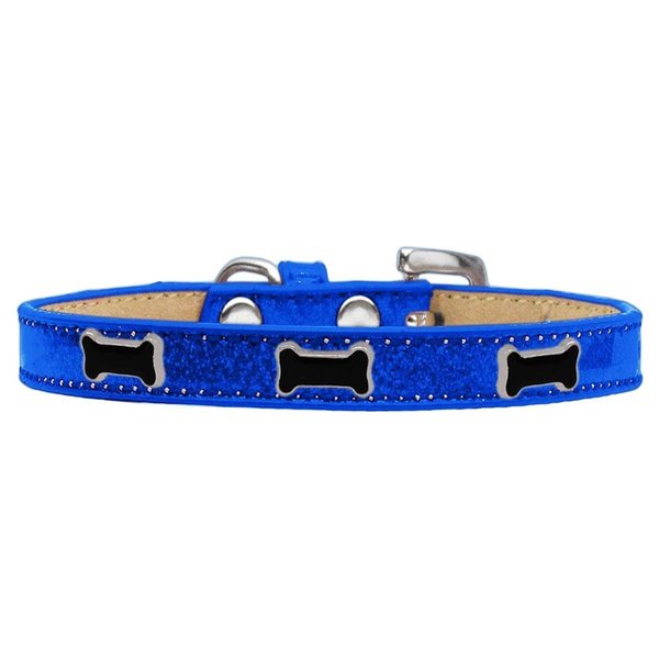 Mirage Pet Products Black Bone Widget Dog CollarBlue Ice Cream Size 14 633-4 BL14